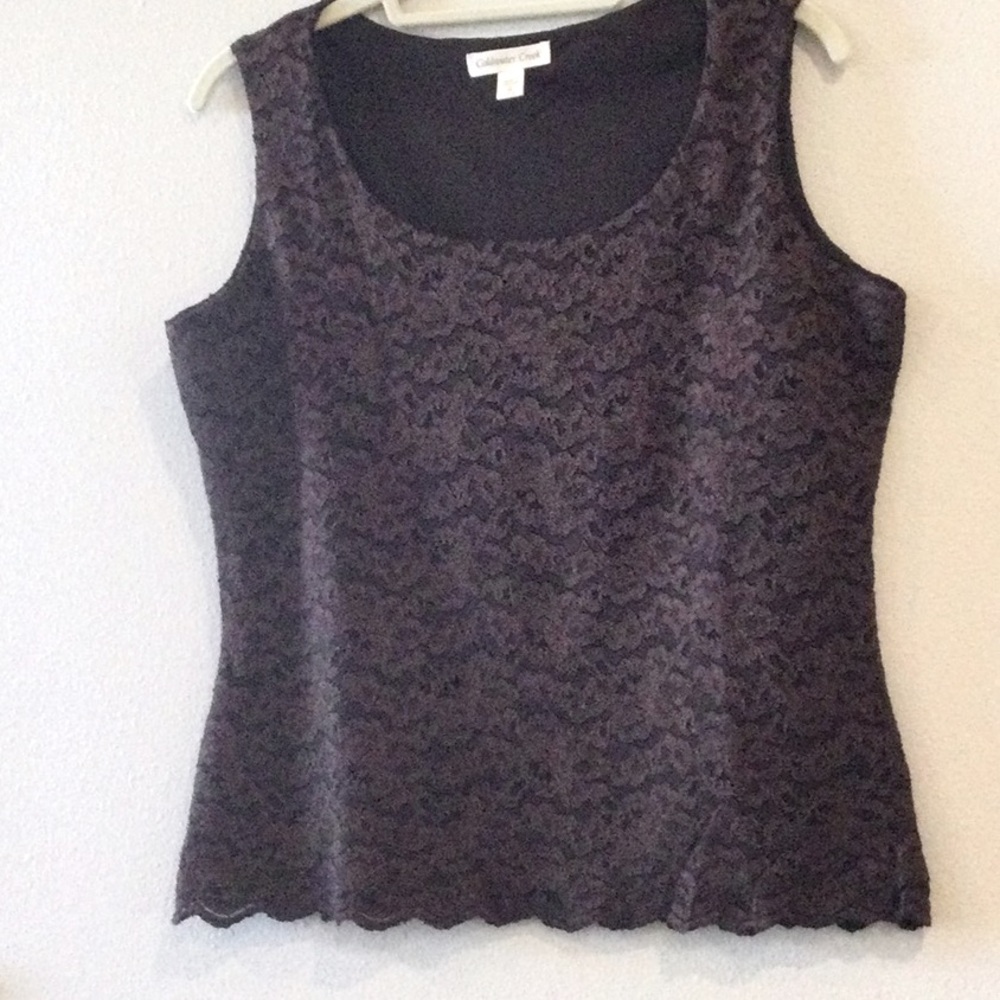 Coldwater Creek Brown sleeveless Lace top.